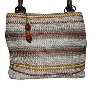 Relativity Striped Woven Straw Shoulder Bag